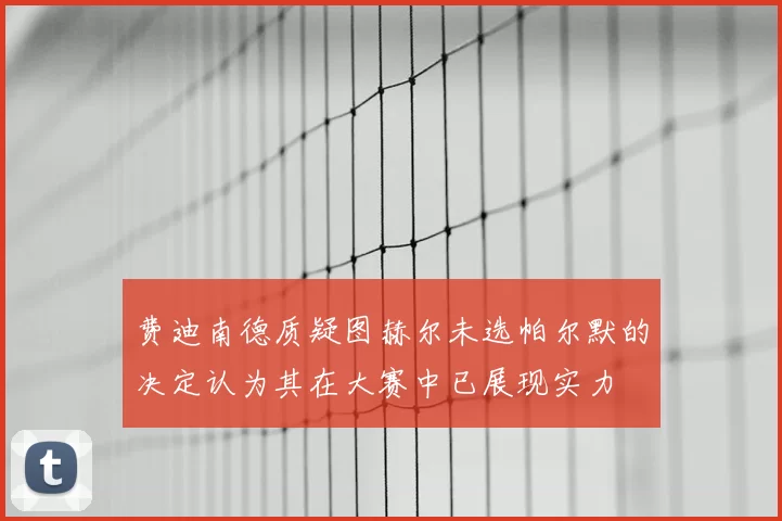 费迪南德质疑图赫尔未选帕尔默的决定认为其在大赛中已展现实力