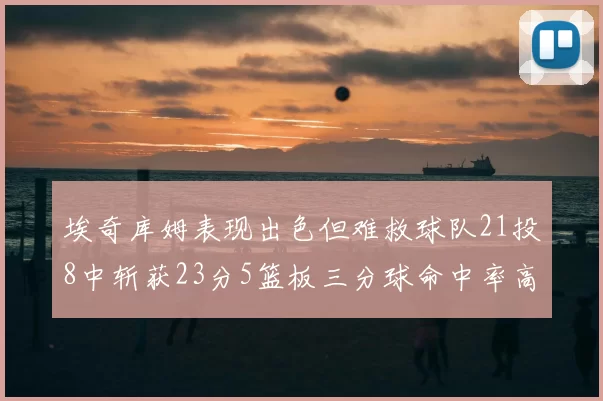 埃奇库姆表现出色但难救球队21投8中斩获23分5篮板三分球命中率高达45